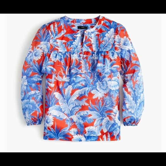 J.Crew Red & Blue Floral Top & Skirt - Picture 2 of 12